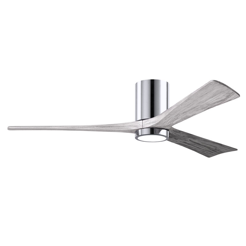 Olivier à 3 pales DEL standard avec ventilateur de plafond et ensemble d'éclairage inclus, Chrome poli, Ton bois de grange