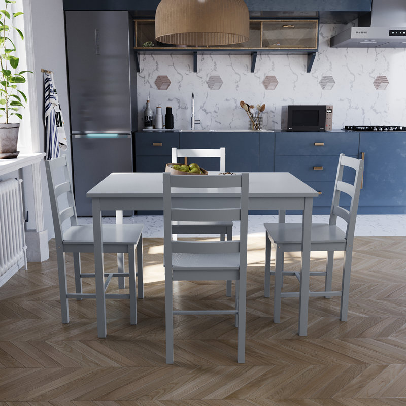 Orrstown 4 - Person Pine Solid Wood Dining Set, Grey