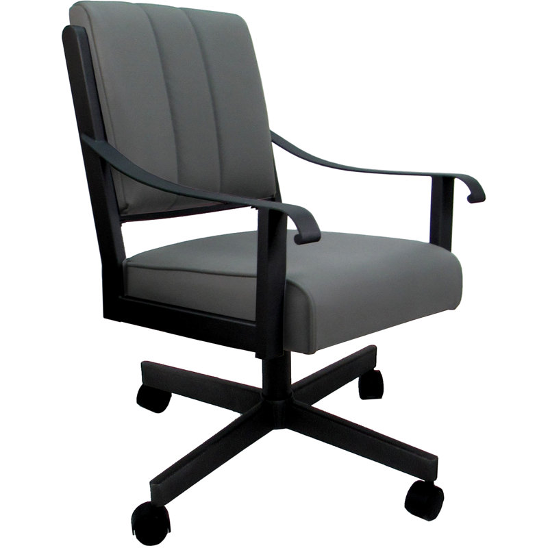 Leather Metal Dining Caster Chair Swivel Tilt, Gray , Black