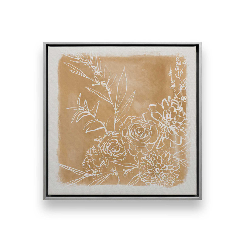 "Flower Bundle" par Anne Tavoletti, reproduction d'art sur toile, Argent argent, H 20 po x l 20 po, Cadre flottant