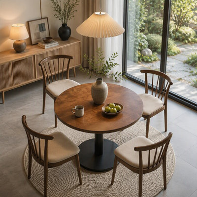 31.5-Inch Solid Wood Round Dining Table for 2-4 People (Only Table)
