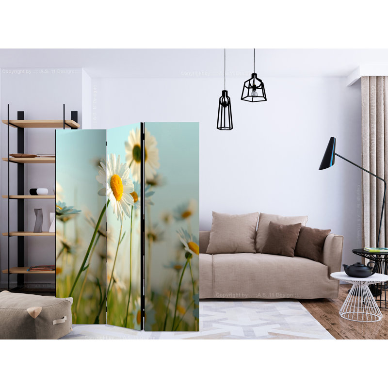 Mushegh 172cm H Folding Room Divider, 3, Daisy Field