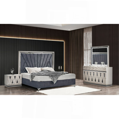 Ensemble de chambre à coucher rembourrée 4 pièces Lavita