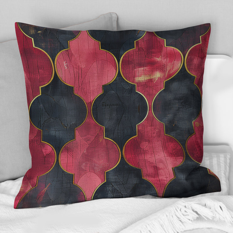 Glam Trellis - Glam Throw Pillow, Pink/Gold, 18"H x18"H