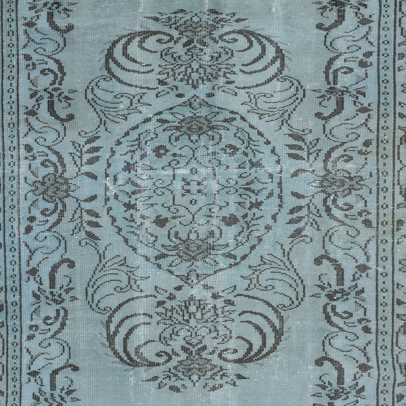 Tapis bleu ciel clair fait à la main 5,5 x 9,2 pi bleu clair