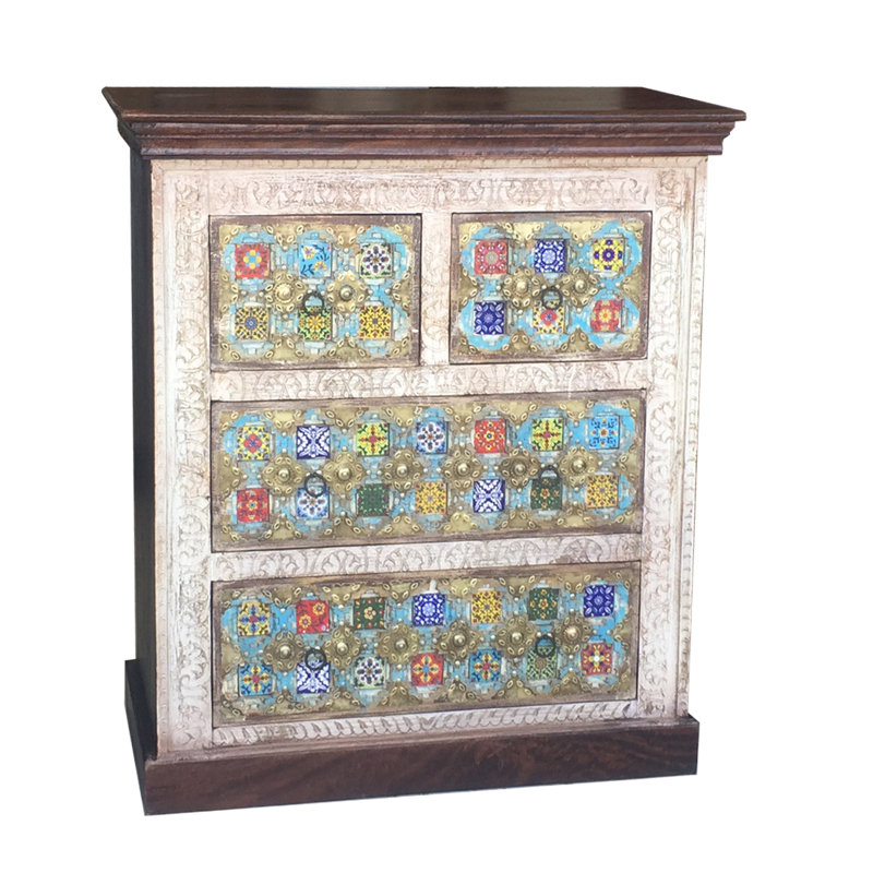Cedrick Solid Wood 100cm W 4 - Drawer Chest of Drawers