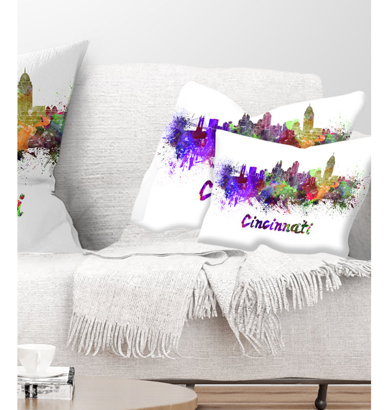 Cincinnati Skyline - Cityscape Printed Throw Pillow