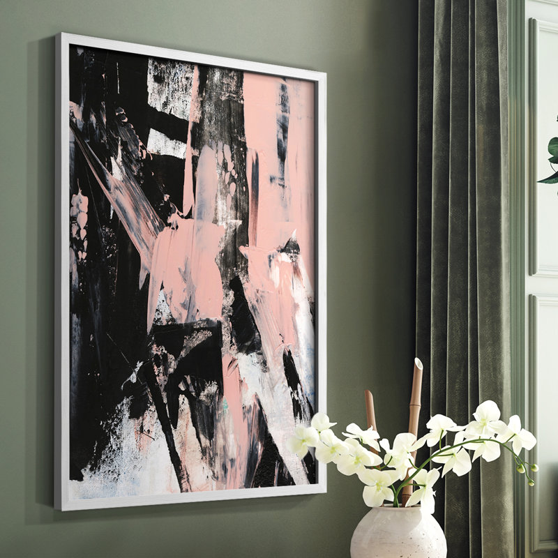 Impression encadrée Black & Blush II - bois massif, Blanc, H 10 po x l 8 po