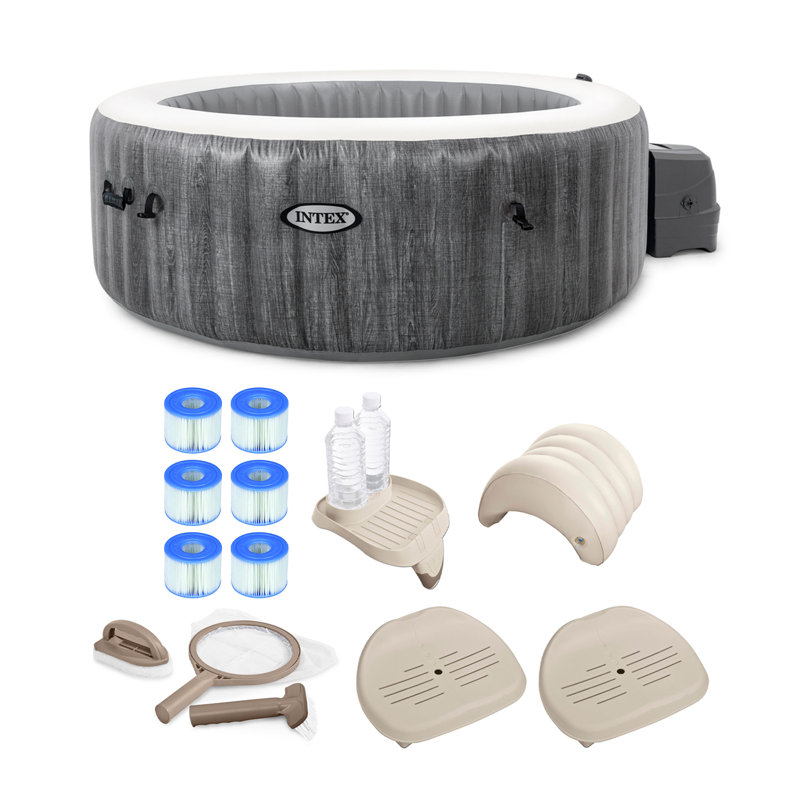 Intex 120 Volt Vinyl Round Inflatable Hot Tub in Gray
