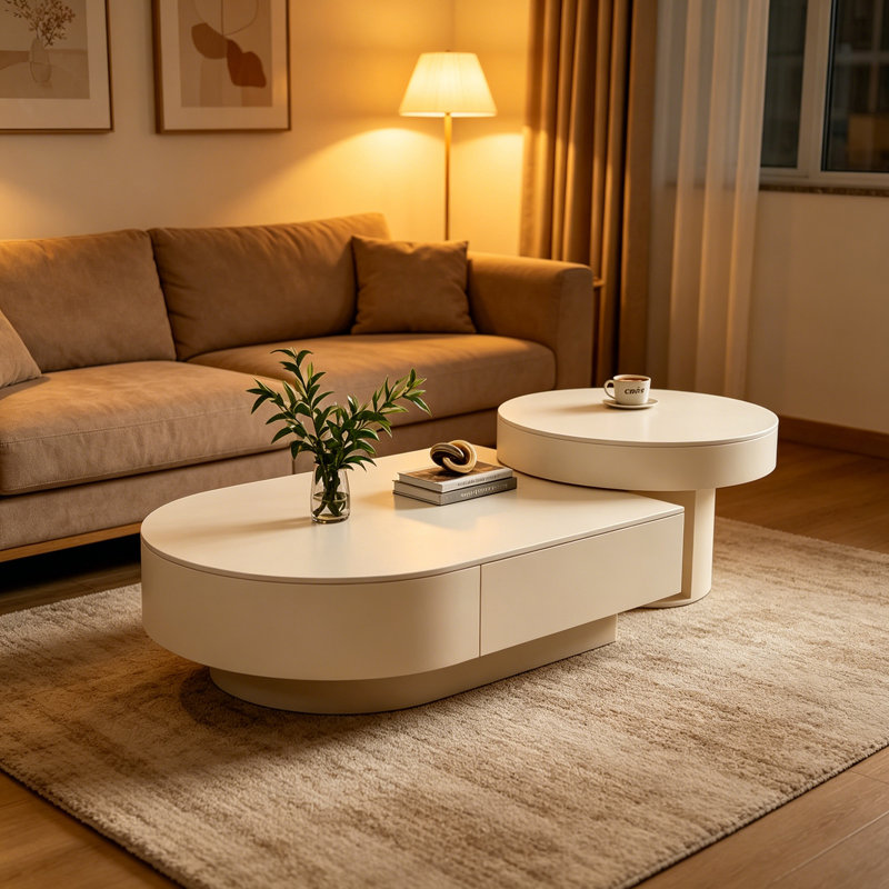 Table basse Luxury, H 11,81 po x L 39,37 po x l 27,55 po, Blanc
