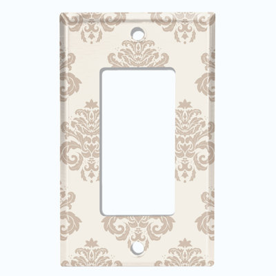 Metal Light Switch Plate Outlet Cover (Damask Rose Black - Single Rocker)