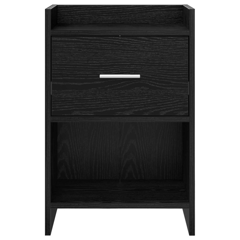 40cm W Composite Bedside Table, Black Oak