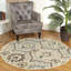 Tapis rond gris ivoire résistant aux taches-114424497