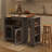 56.3" Rubber Wood Island Countertop Kitchen Cart With Power Outlets And LED Lights-1293894624