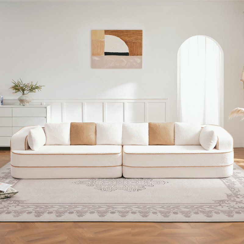 Teddy Fabric Sofa with soft cushion, White Teddy