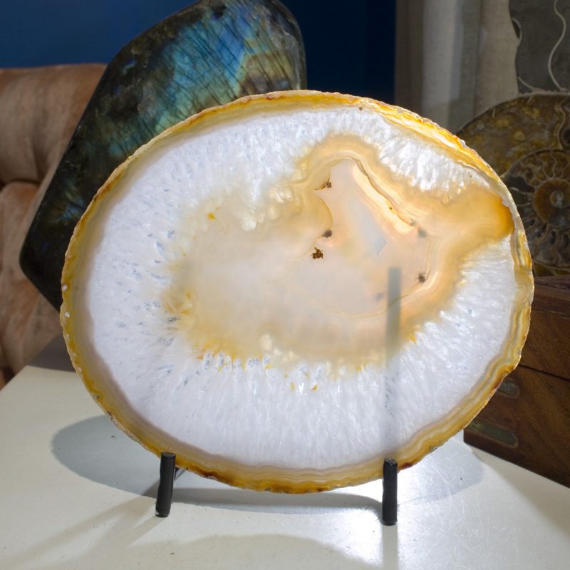 Plaque en agate AAA polie - Vitrail naturel!