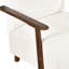 Chaise de salon en bois massif beige avec accoudoirs à finition brune moderne pour coussins de siège attachés à l'espace principal
