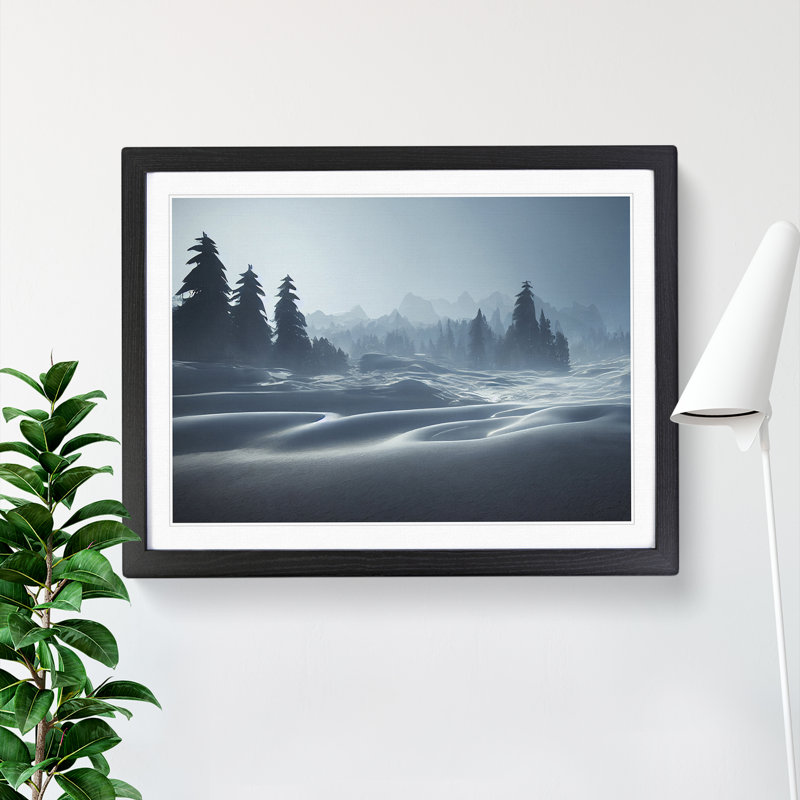 Magnificent Winter Mountains - Single Picture Frame Print, 46cm H x 64cm W x 2cm D, Black