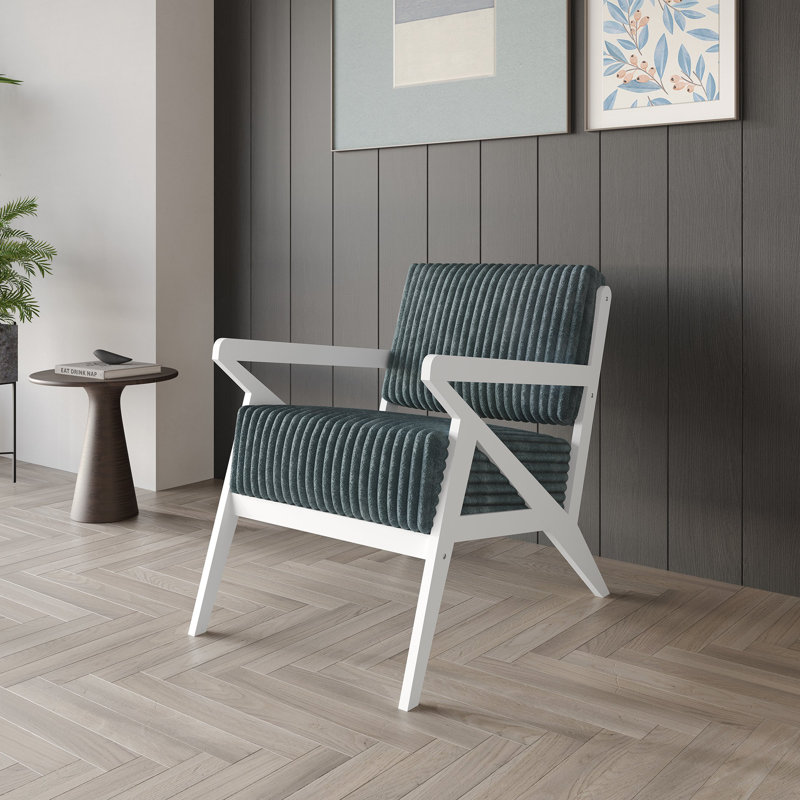 Fauteuil d'appoint en velours, Bleu clair, Blanc