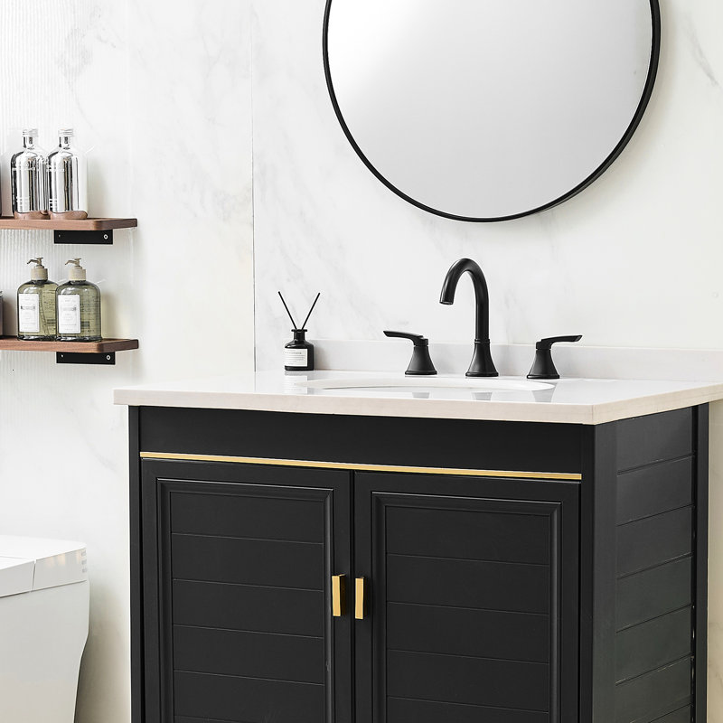 8 Inch Widespread 3 Hole Stainless Steel Bathroom Vanity Faucet, Matte Black, 360 Rotatable Spout, Dual - Handle Temperature Control, Aerated Water, Pop Up Drain Black Double Handles, Precise