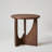 Mid-Century Modern Round Walnut Wood End Table With Sculptural Base