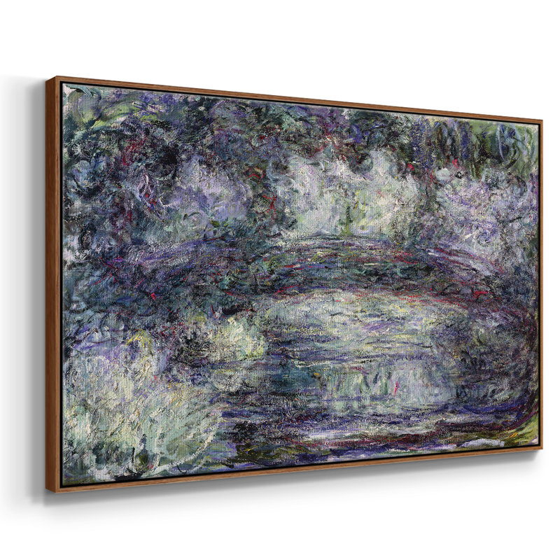 "Pont japonais Japonilainen Silta" par Monet, reproduction d'art sur toile, H 41 po x l 27 po x P 2 po, Noyer
