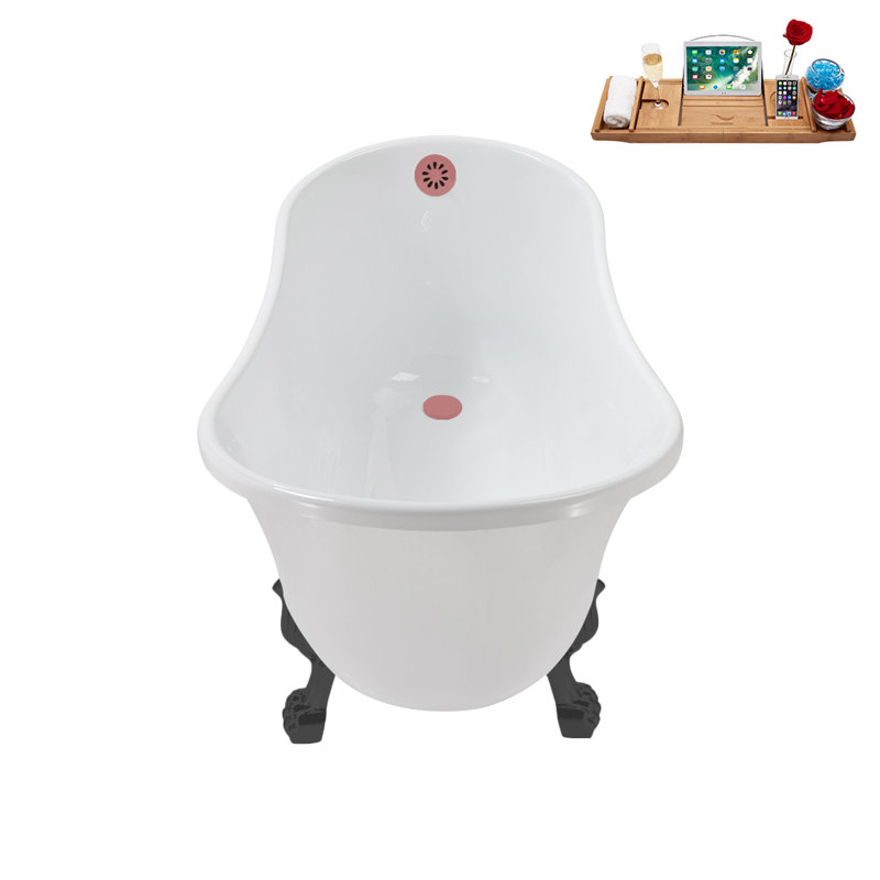 51.2'' x 25.6'' Soaking Acrylic Bathtub, Brushed Gun Metal, Matte Pink