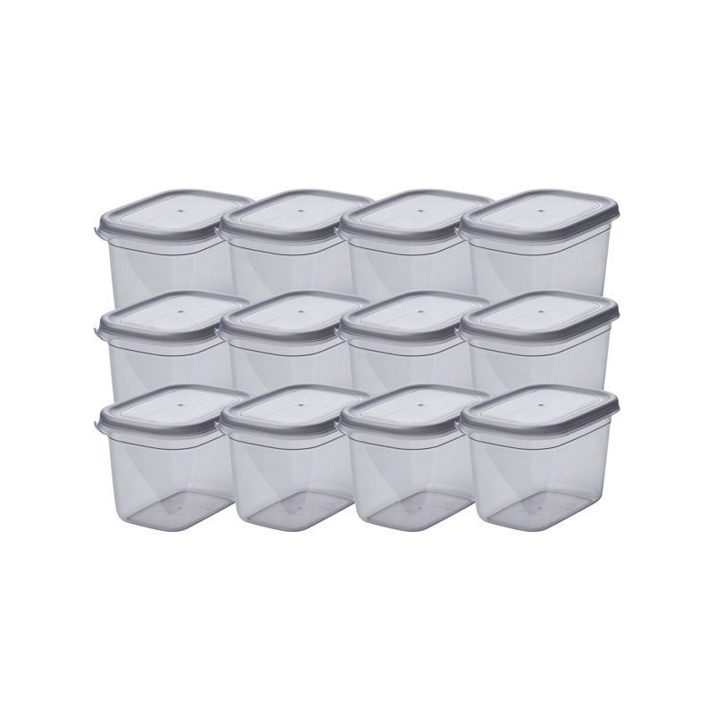 Ensemble de boîte de rangement durable (12 pièces), couleur anthracite, 5,5 x 5,5 x 3,9 pouces | 100% plastique sans BPA, capacité de 38,8 oz liq. Lavable au lave-vaisselle, parfait pour organiser les espaces de la maison et du bureau, conception peu e
