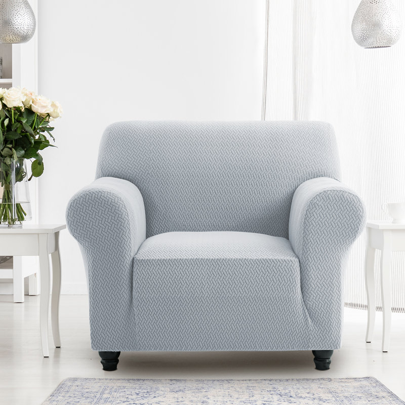 Durable Spandex Stretch Sofa Cover - Jacquard Pattern Sofa Slipcover & Furniture Protector, 179cm H x 165cm W - (1 Seater)