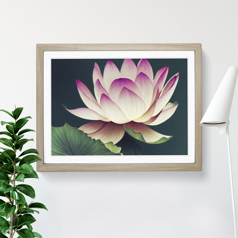 Cute Lotus Flower - Framed Print, 25cm H x 34cm W x 2cm D, Oak
