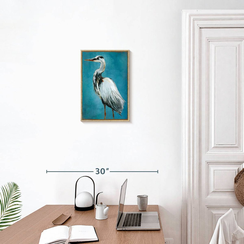 Grand héron bleu II, Floating Frame Natural Wood, 13" x 19"