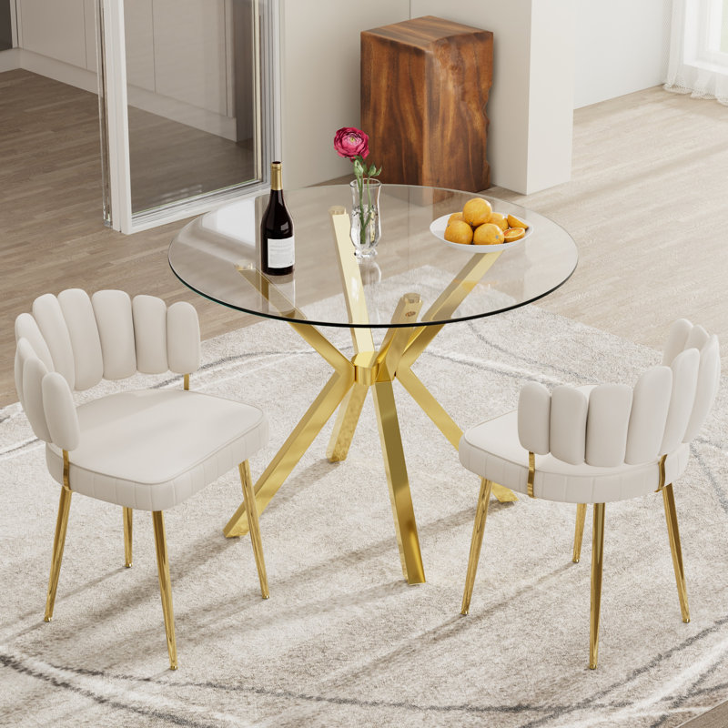 Ensemble de table de salle à manger Baltimore, 3 Pieces: Table, 2 Chairs, Beige