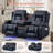 Power Reclining Sofa With Heat And Massage, Bluetooth Speakers And LED Lights, 3 Seater Dual Recliner Sofa With USB Ports And Cup Holders-1760182125