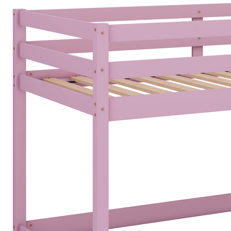 Lit superposé en bois avec échelle, Rose