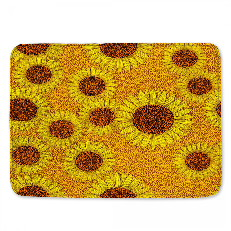Tapis de bain tournesol Boho, 34in W x 21in L