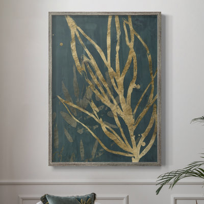 Reproduction encadrée de feuilles de jungle brunies II - bois massif