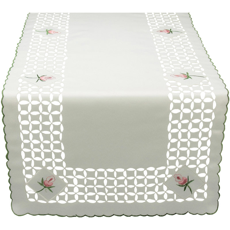 Rose Trellis Cutwork Table Runner, 34" L x 16" W