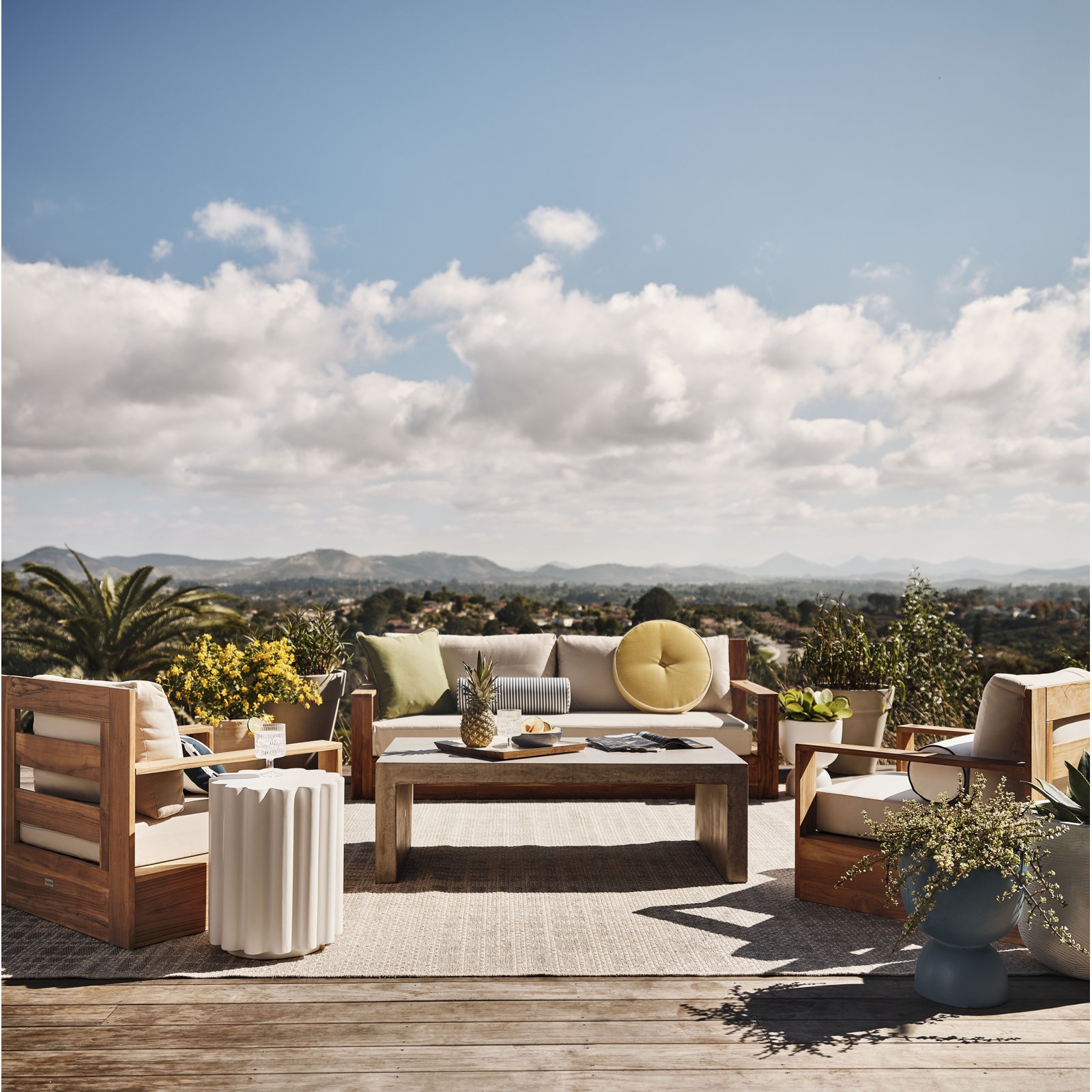 Lionel Stone Outdoor Coffee Table, 28" W x 50" L x 18" H