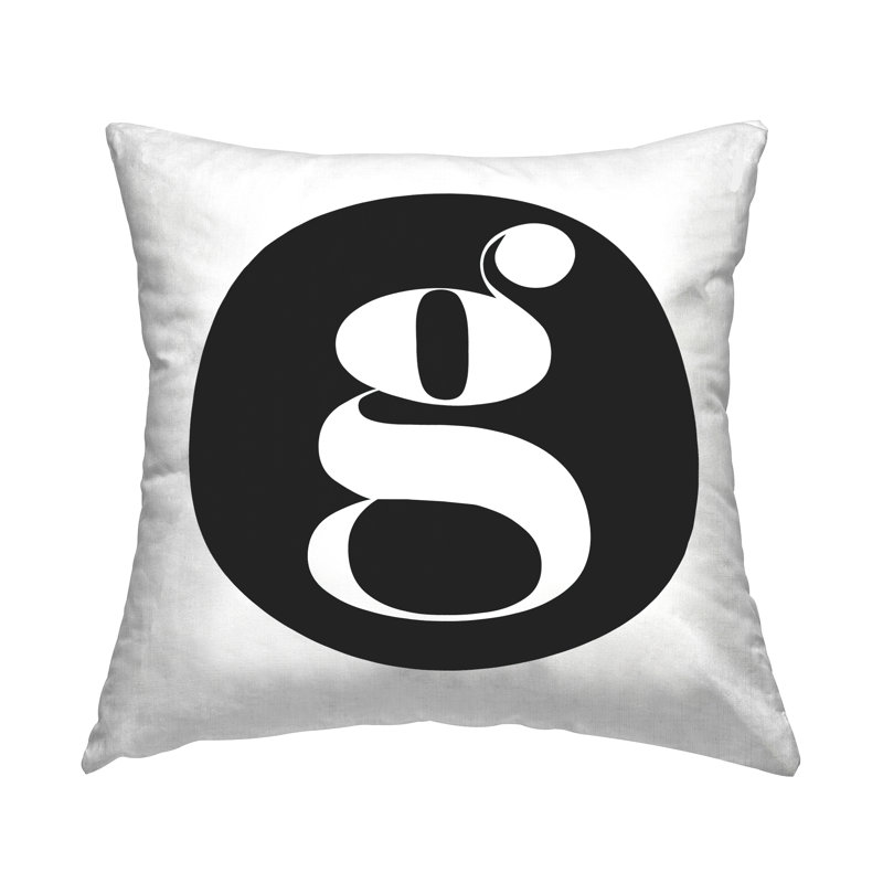 Black Initial Throw Pillow, G