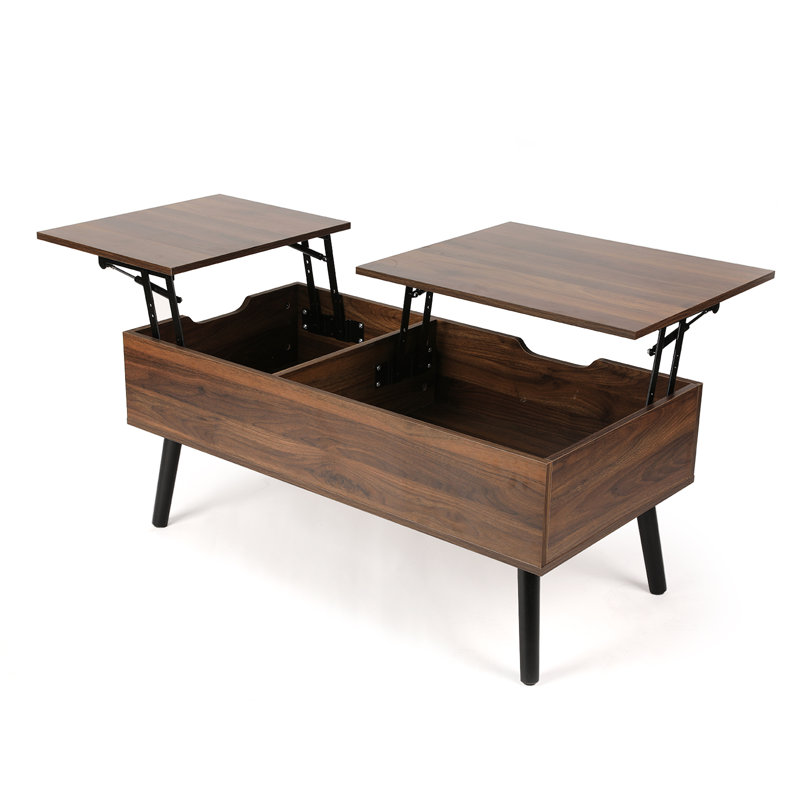 Desari Lift Top Coffee Table with Storage, Walnut Brown Top/Black Base