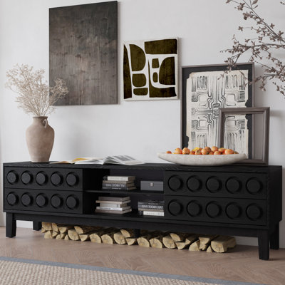 Modern Mid-Century Media Console With 4 Drawers And Cable Management, TV Console Table For Tvs Up To 75",Entertainment Center For Living Room And Offi