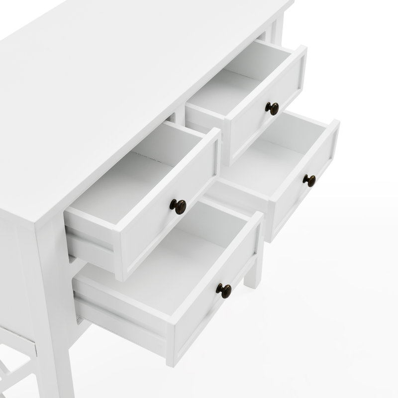 Lund 32" Wide Wooden Entryway Console Table with 4 Drawers and 1 Shelf, White