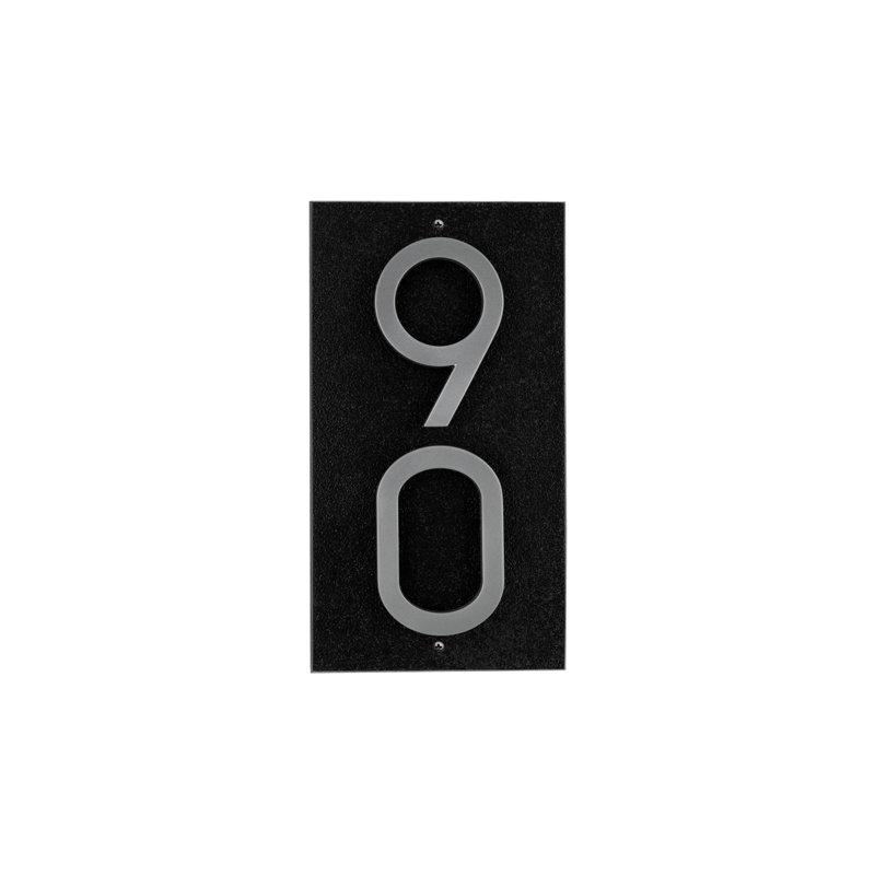 Floating Stand-Off 2-Number Vertical Sign, Black /W/ Silver Modern Font Numbers, Yes