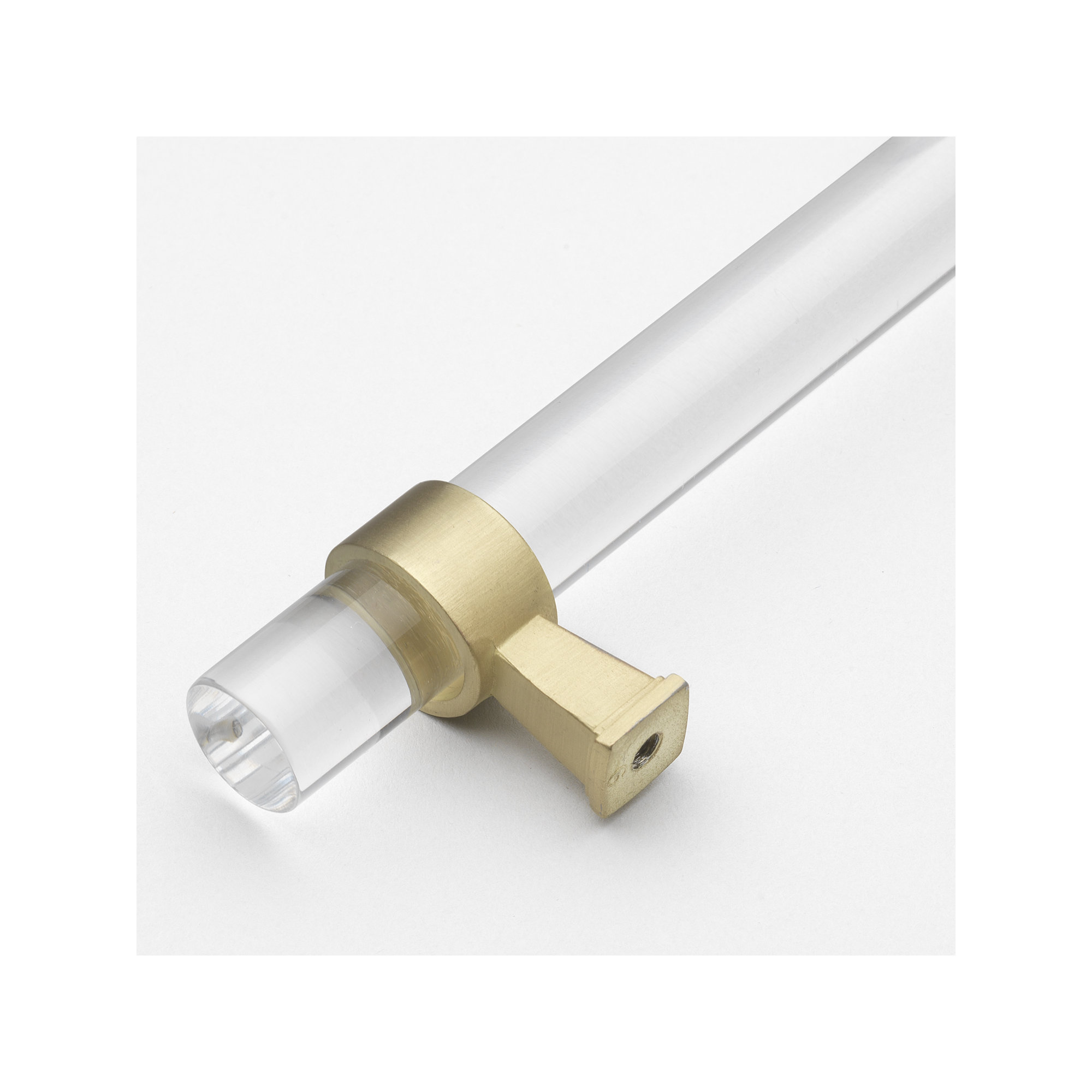 Center to Center Acrylic Bar Pull, Clear/Satin Gold, 6.25"
