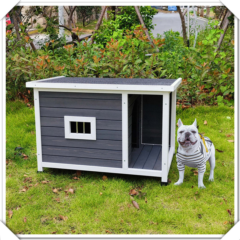 Niche pour chien d'extérieur en bois avec cage de porche