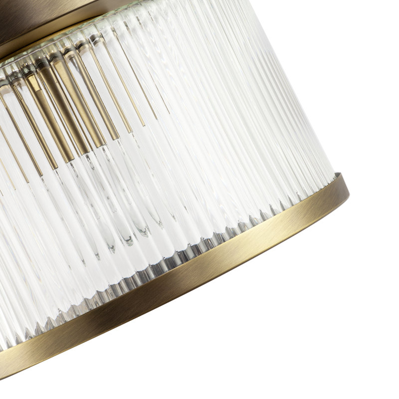 Glass Semi Flush Mount, Antique Brass