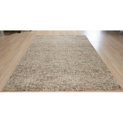 Tapis bouclé moderne en laine touffeté à la main, élégant tapis beige / brun pour le salon, la chambre à coucher, le bureau et la maison, design élégant et durable
