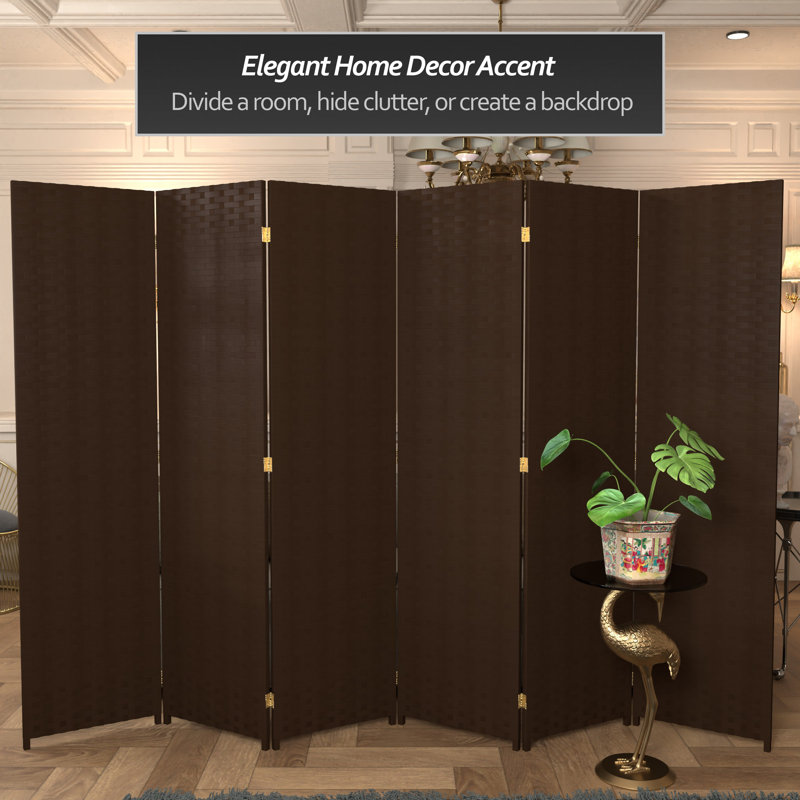 70.75" x 140" 8 Panel Room Divider, 6, 70.75" H x 105" W x 0.75" D, Dark Mocha