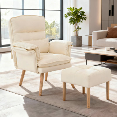 Chaise d'appoint rembourrée avec dossier réglable, fauteuil avec repose-pieds moderne pour le salon ou la chambre à coucher