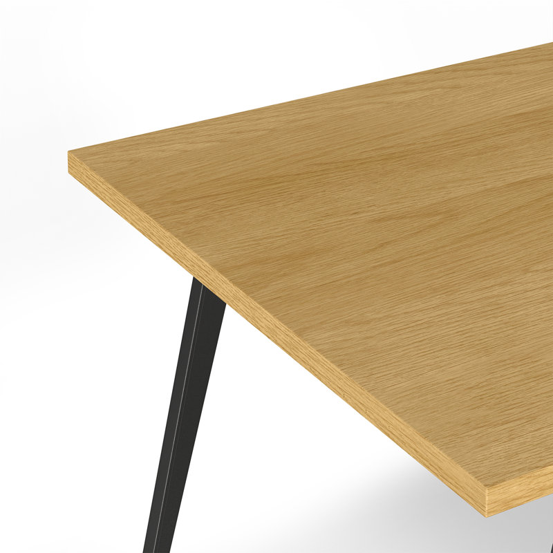 Lowry Industrial Oak Veneer Wood Dining Table with Black Metal Legs